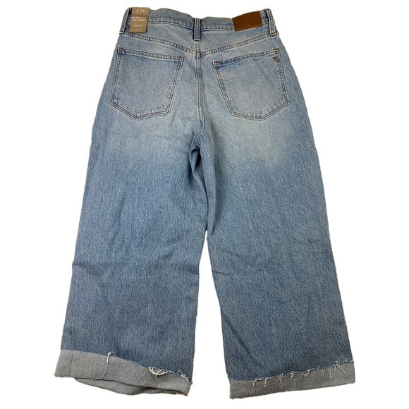 NWT Madewell Distressed Superwide-Leg Jeans Light Wash ND543 High-Rise Cropped - Picture 2 of 16